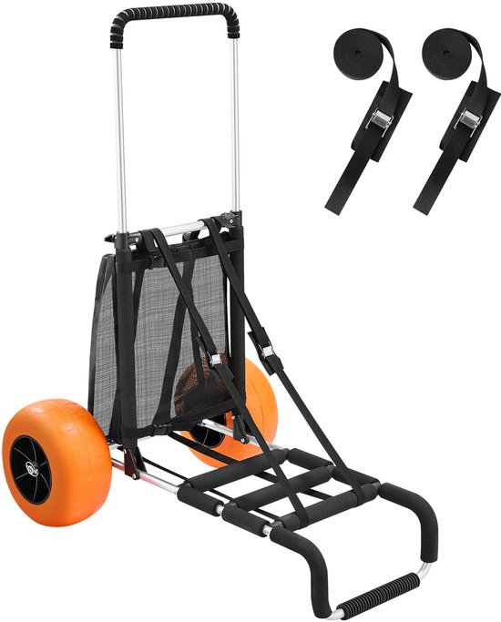 VEVOR Strandwagen, Handkar, Zandkar, Strandwagen, 74,84 Kg Laadvermogen, Opvouwbare Zandkar van Aluminium, 685 tot 1135 Mm, In Hoogte Verstelbaar, Robuuste Kar voor op Het Strand van Merkloos