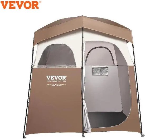 Vevor - Tent - Douchetent - Omkleedtent - Toilettent - 2 persoonstent - 210 cm hoog - Beige - Inclusief draagtas van Merkloos