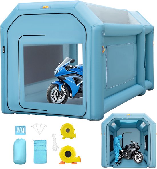 VEVOR Tunneltenten Opblaasbare Spuitcabine 4x2,5x2,5 M Werktent 210d Oxford-Stof en Pvc Lakcabine met Opblaasventilator en Ventilatieventilator voor Het Schilderen van Auto-Onderdelen, Kamperen van Merkloos