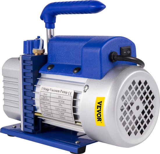 VEVOR Vacuumpomp Airco Koelmiddel Vacuumkamer 3 CFM 1 Stage Koeling Meters Gereedschap van Merkloos