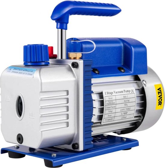 Vevor - Vacuümpomp - Koelmiddel Vacuümpomp - Koelmiddel Gereedschap - 3CFM - Eentraps - HVAC voor Huishoudelijke Air Conditioning Reiniging - Auto Reparatie Vacuümpomp - Blauw van Vevor