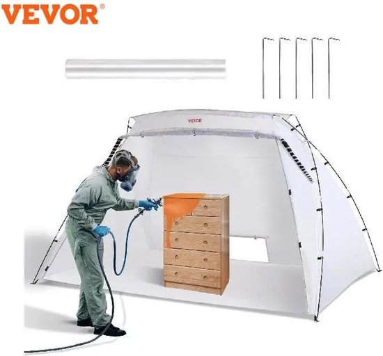 Vevor - Verftent - Draagbare Verf Spuiterij - Wit - Tent - Verf Accessoires - 120 x 213 x 183cm van VEVOR