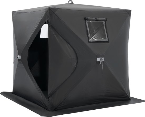 VEVOR Vistent 1-2 Persoons Visparaplu Ijsvistent 1,5x1,5x1,65m Zwart van Merkloos