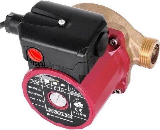 Vevor - Waterpomp - Watercirculatiepomp - 50L/min 3-Snelheidsregeling - voor warmwatercirculatie - Warm, Douche & Tuin - Rood