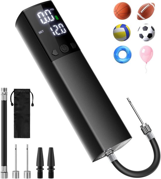 VHV - Ballenpomp - Elektrische ballenpomp - Digitale pomp met drukmeter - Automatisch opblazen voor voetbal basketbal en training