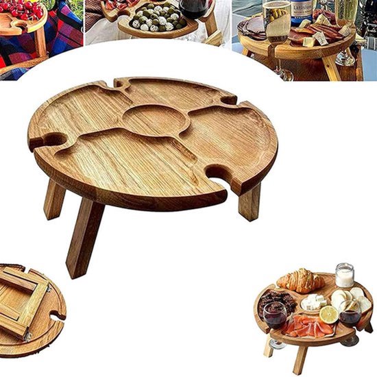 VHV - Campingtafel - Opvouwbare wijntafel - Picknicktafel draagbaar - Kleine buitentafel - Voor camping strand en tuin