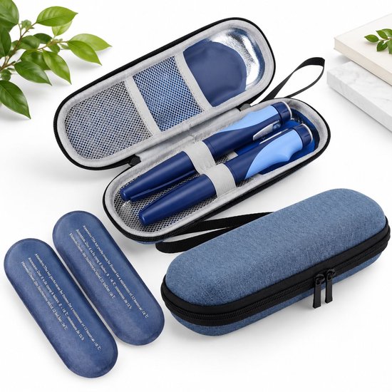 VHV - Insuline Koelta - met 2 Herbruikbare Koelpakketten – 20x7x5 cmDiabetes Koeltas - Insuline Etui - Insulinepennen - Medische Koeltas voor Insulinespuit - Draagbare van Vhv