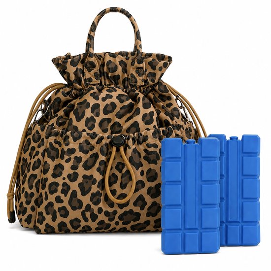 VHV - Koeltas - Geïsoleerde Lunchtas Dames - Geïsoleerde koeltas - - lunchpakket set 2 koelelementen - 25x13x32cm - Voor Werk, Kantoor, Picknick en Reizen - Luipaardprint van Vhv