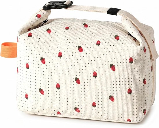 VHV-Lunchtas Corduroy - Geïsoleerde Koeltas voor Dames - Stijlvolle Wonton Lunchbox Tas voor Werk en School - Ruime Lunchtas met Aluminium Voering - Beige