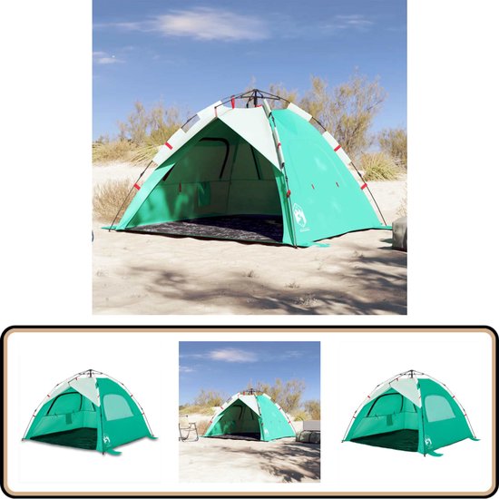 vidaXL 3-persoons strandtent - waterdicht zeegroen Strandtent - Strandtenten - Campingtent - Vakantiehuis - Parasol van VidaXL