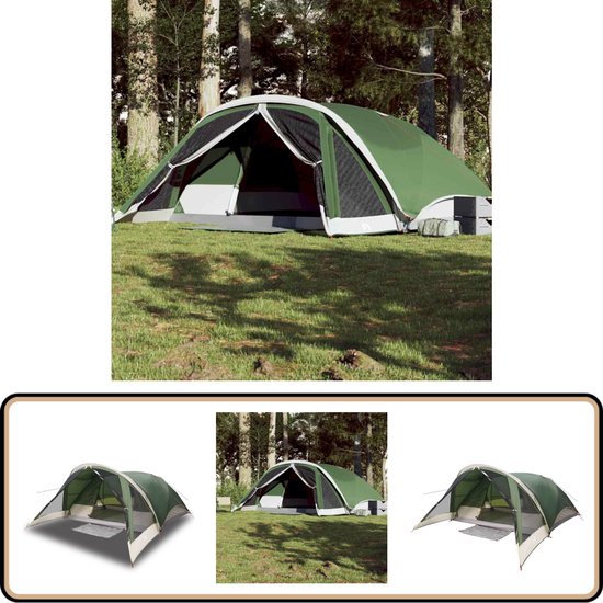vidaXL 6-Persoons Waterdichte Gezinstent Groen Gezinstent - Familietent - Campingtent - Bungalowtent - Waterdichte Tent van Vidaxl