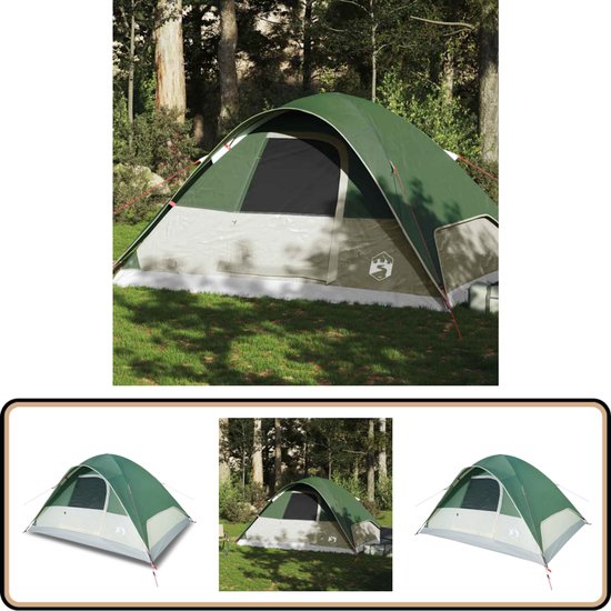 vidaXL 6-persoons waterdichte koepeltent groen Gezinstent - Campingtent - Koepeltent - Tent - Waterdicht van Vidaxl