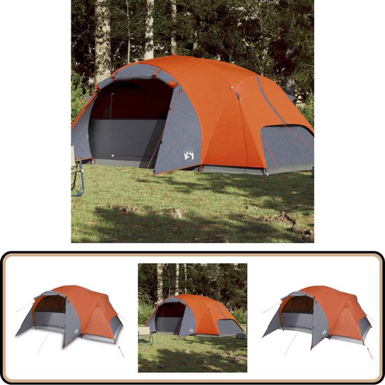 vidaXL 8-persoons Waterdichte Gezinstent Oranje Tent - Kampioen - Familiecamping - Outdoor - Caravanning van Vidaxl