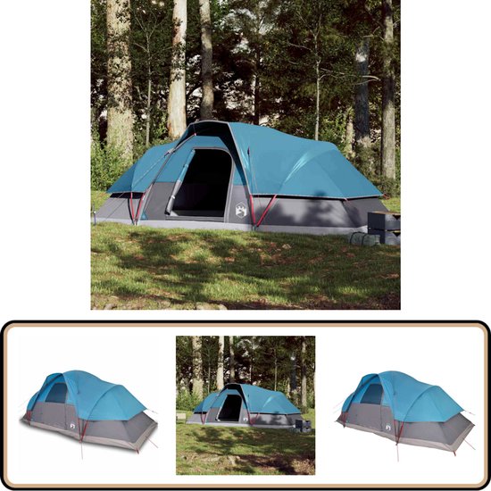vidaXL 9-persoons waterdichte koepeltent blauw Koepeltent - Gezinstent - Campingtent - Buitenleven - Vakantiehuis van Vidaxl