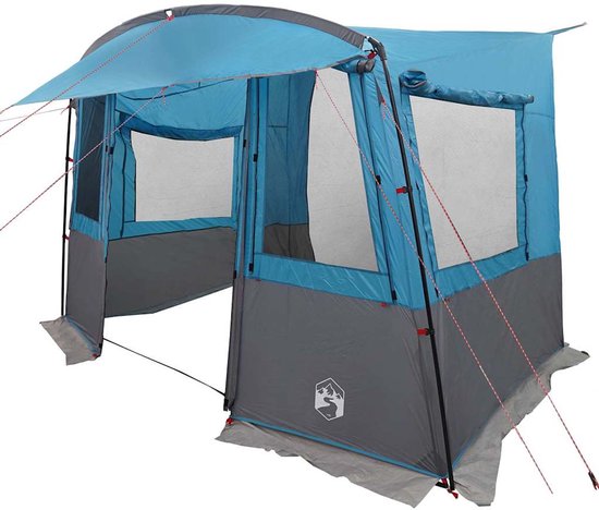 vidaXL - Achterklep - Tent - voor - Caravan - met - dak - Blauw - 352 - x - 250 - x - 240 - cm van Merkloos