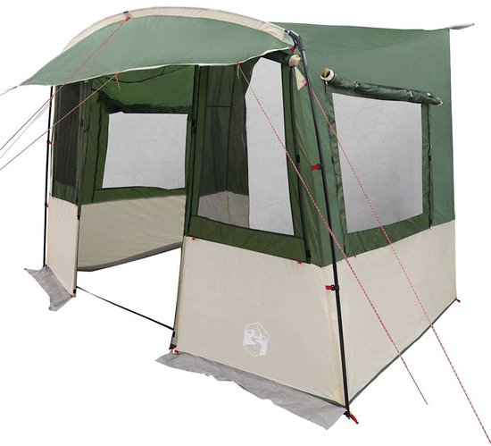 vidaXL - Achterklep - Tent - voor - Caravan - met - dak - Groen - 352 - x - 250 - x - 240 - cm van Merkloos