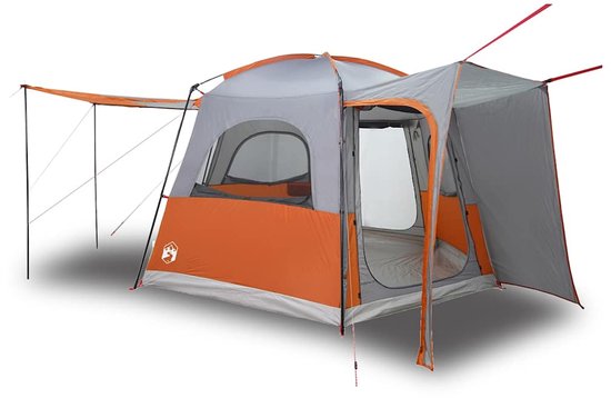 vidaXL - Autotent - 4-persoons - waterdicht - grijs - en - oranje van VidaXL