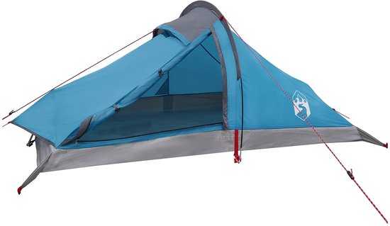 vidaXL - Backpacking - Tent - 4-persoons - Blauw - 185T - Polyester - met - PU - Coating van Vidaxl