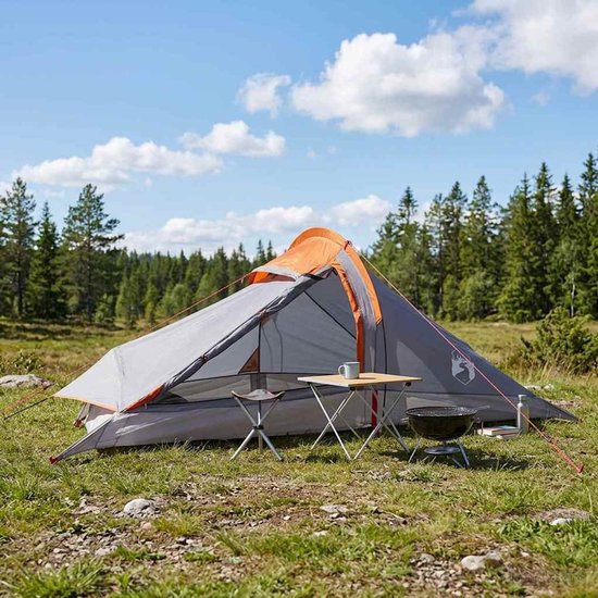 vidaXL - Backpacking - Tent - Grijs - en - Oranje - 2-persoons