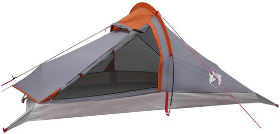 vidaXL - Backpacking - Tent - Grijs - en - Oranje - 4-persoons