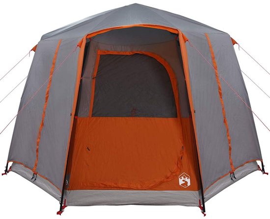 vidaXL - Cabin - Tent - 3-Person - met - dak - Grijs - en - Oranje - 320 - x - 320 - x - 203 - cm van Merkloos