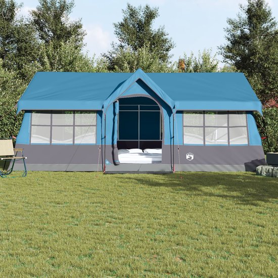 vidaXL - Camping - Tent - met - Ramen - Blauw - 12-Personen - Waterdicht van Vidaxl