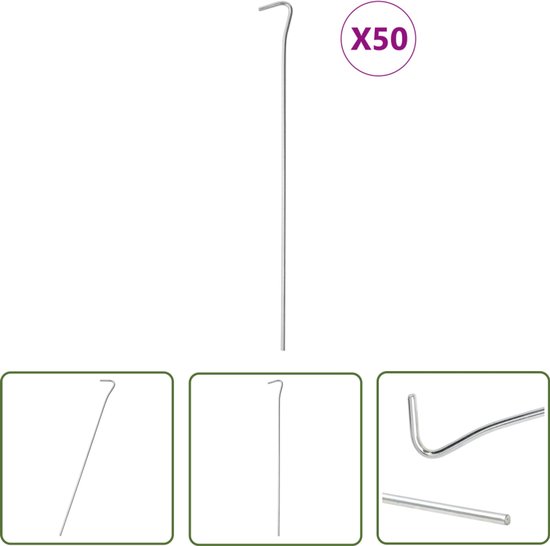 vidaXL Campingaccessoires - Tentharingen - Tentharingen 50 st Ø4 mm 30 cm gegalvaniseerd staal - Kampeergerei - Tent Haringen - Buitenartikelen