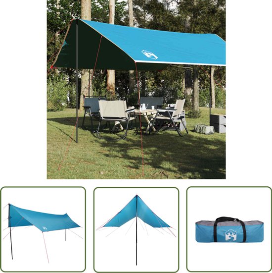 vidaXL Campingluifel - Kampeerluifel - Kampeerluifel waterdicht 460x305x210 cm blauw - Blauwe Luifel - Waterdichte Luifel - Oxfordstof van Merkloos