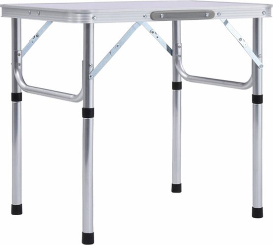 vidaXL - Campingtafel - inklapbaar - 60x45 - cm - aluminium - wit van VidaXL