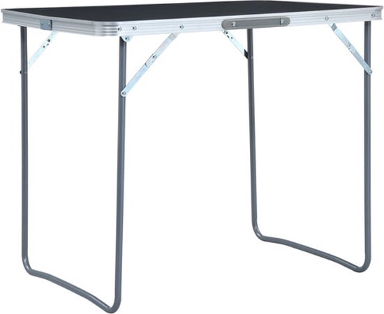 vidaXL - Campingtafel - inklapbaar - met - metalen - frame - 80x60 - cm - grijs van Merkloos