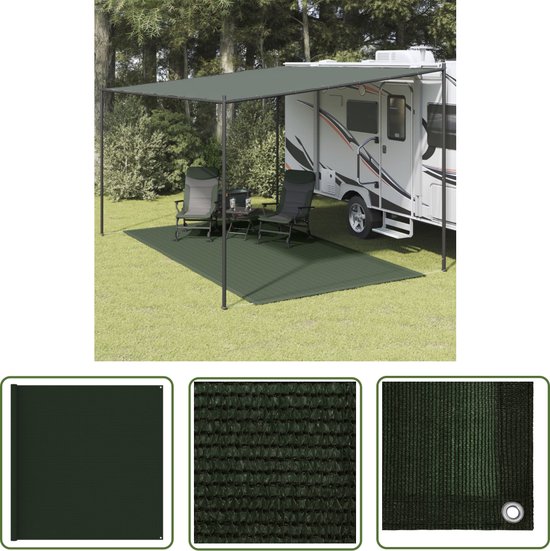 vidaXL Campingtapijt - Tenttapijt - Tenttapijt 200x400 cm donkergroen - Buitentapijt - Veranda Tapijt - Gazonbeschermer van Merkloos