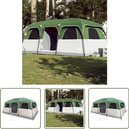 vidaXL Campingtent - Gezinstent - Gezinstent 10-persoons waterdicht groen - Familiecamping - Buitenleven - Caravanning van Merkloos