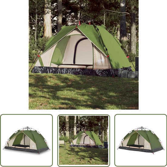 vidaXL Campingtent - Koepeltent - Koepeltent 2-persoons snelontgrendeling groen - Tweepersoons Tent - Groene Tent - Compact Tent van Vidaxl