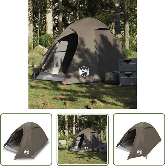 vidaXL Campingtent - Koepeltent - Koepeltent 2-persoons waterdicht bruin - Tweepersoons Tent - Waterdicht Tent - Compacte Tent van Merkloos
