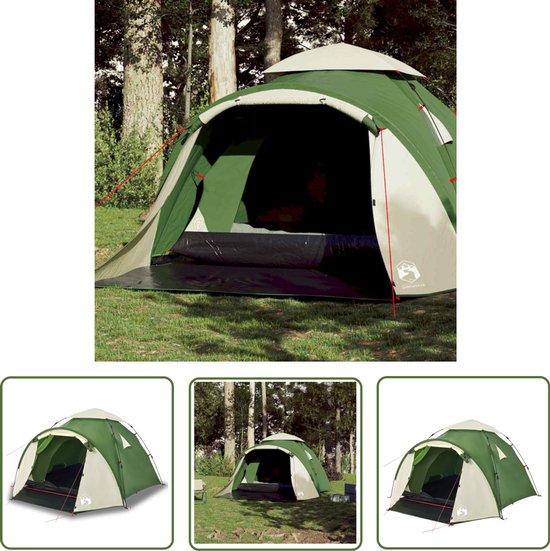 vidaXL Campingtent - Koepeltent - Koepeltent 3-persoons snelontgrendeling groen - Tent - Groene Tent - Driepersoonstenten van Merkloos