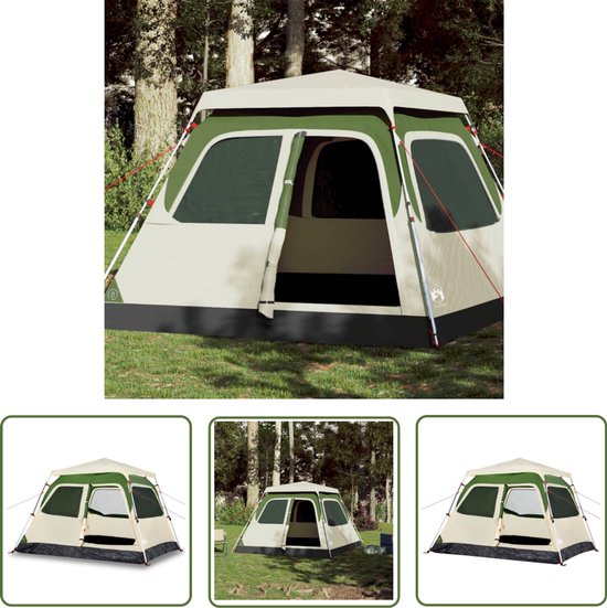 vidaXL Campingtent - Koepeltent - Koepeltent 4-persoons snelontgrendeling groen - Vier Persoons Tent - Groene Tent - Waterdicht Tent van VidaXL