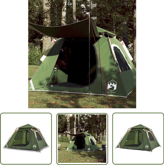 vidaXL Campingtent - Koepeltent - Koepeltent 4-persoons snelontgrendeling groen - Vier Persoons Tent - Groene Tent - Watersport Tent van Vidaxl