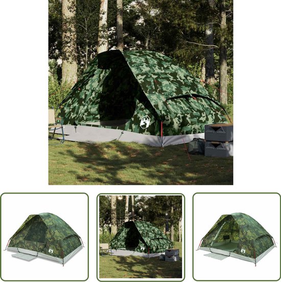 vidaXL Campingtent - Koepeltent - Koepeltent 4-persoons waterdicht camouflage - Vier Persoons Tent - Waterdicht Tent - Camoufletent van Vidaxl
