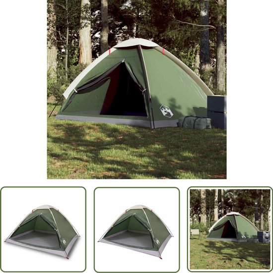 vidaXL Campingtent - Koepeltent - Koepeltent 4-persoons waterdicht groen - Vier Persoons Tent - Groene Tent - Waterdichte Tent van Merkloos