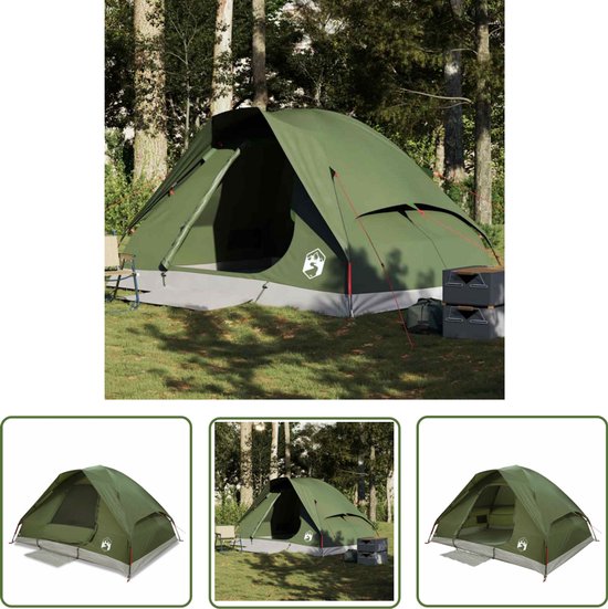 vidaXL Campingtent - Koepeltent - Koepeltent 4-persoons waterdicht olijfgroen - Tent - Outdoor - Caravanning van Merkloos