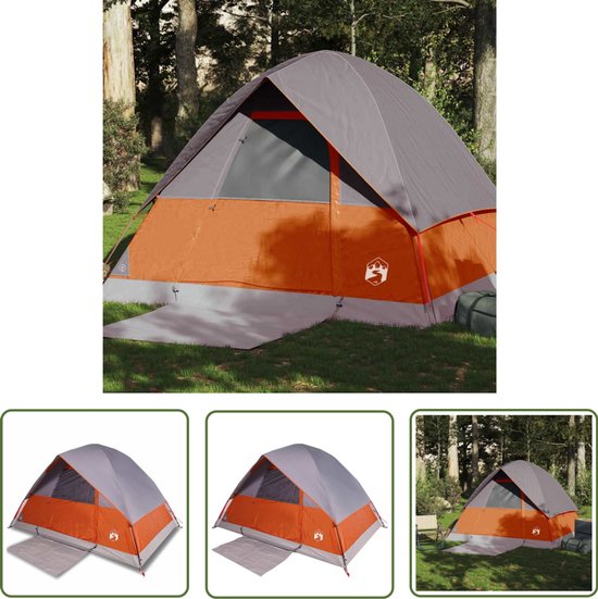vidaXL Campingtent - Koepeltent - Koepeltent 4-persoons waterdicht oranje - Vier Persoons Tent - Waterdichte Tent - Vouwtent van Merkloos