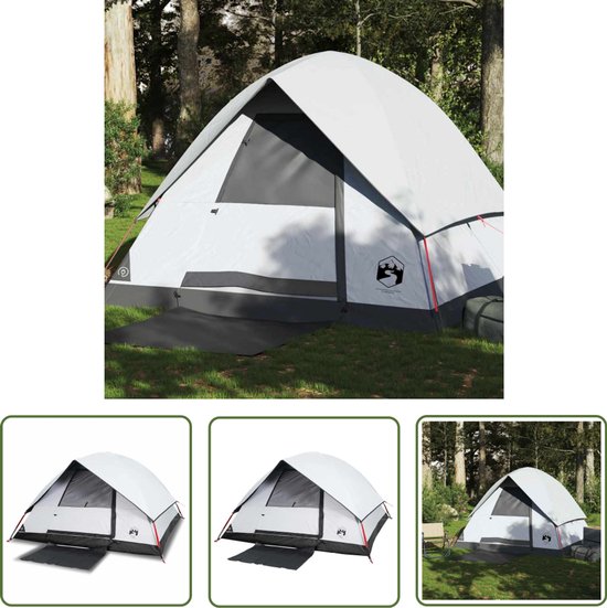 vidaXL Campingtent - Koepeltent - Koepeltent 4-persoons waterdicht verduisterend stof wit - Vier Persoons Tent - Tent Wit - Waterdichte Tent van Merkloos