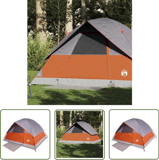 vidaXL Campingtent - Koepeltent - Koepeltent 6-persoons waterdicht oranje - Familietent - Tent 6 Persoons - Waterdichte Tent van Merkloos