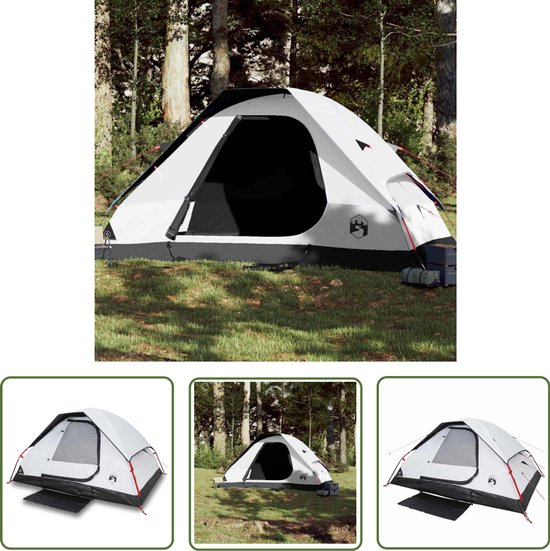 vidaXL Campingtent - Koepeltent - Koepeltent 6-persoons waterdicht verduisterend stof wit - Familietent - 6 Persoons Tent - Waterdicht Tent van VidaXL