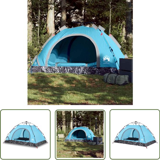 vidaXL Campingtent - Tent - Tent 2-persoons snelontgrendeling blauw - Tweepersoonstenten - Blauwe Tent - Waterdichte Tent van Merkloos