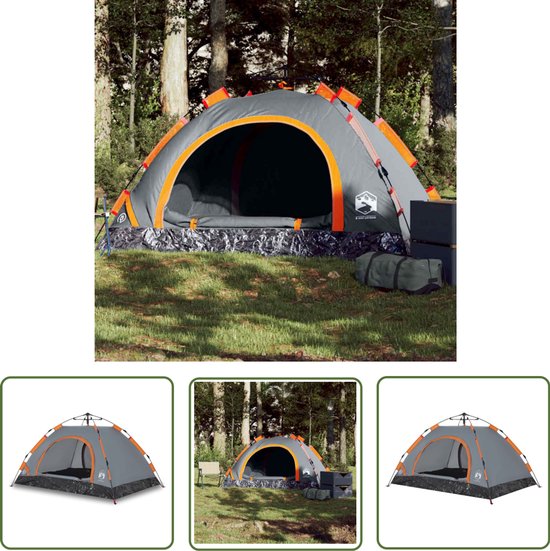 vidaXL Campingtent - Tent - Tent 2-persoons snelontgrendeling grijs en oranje - Tweepersoons Tent - Reisitent - Outdoor van Merkloos