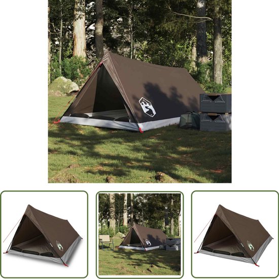 vidaXL Campingtent - Tent - Tent 2-persoons waterdicht bruin - Tweepersoons Tent - Waterdichte Tent - Compacte Tent van Merkloos