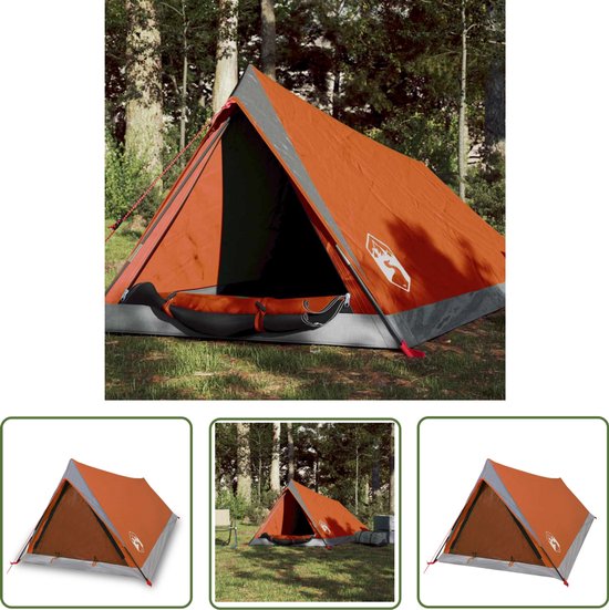 vidaXL Campingtent - Tent - Tent 2-persoons waterdicht grijs en oranje - Tweepersoons Tent - Reis Tent - Outdoor Tent van VidaXL
