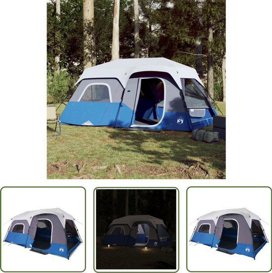 vidaXL Campingtent - Tent - Tent 9-persoons waterdicht met LED lichtgroen - Slaaptent - Outdoor - Vakantie van Merkloos