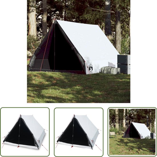 vidaXL Campingtent - Tent - Tent A-frame 2-persoons waterdicht verduisterend stof wit - Kampeerslaapplek - Twee Persoons Tent - Compact Tent van Merkloos